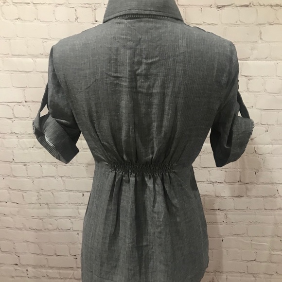 NWT Grey Collar Bronze Button Blouse - Picture 4 of 5